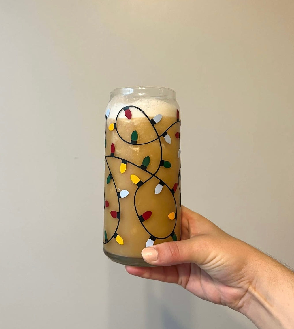 Christmas Lights Glass Cup