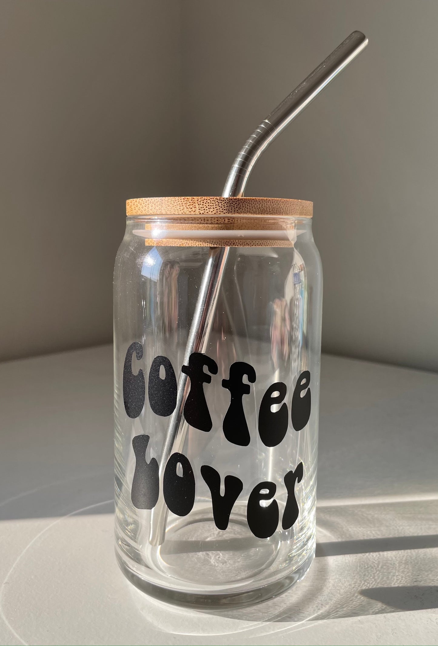 Glass Cup Bamboo Lid