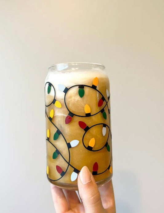 Christmas Lights Glass Cup