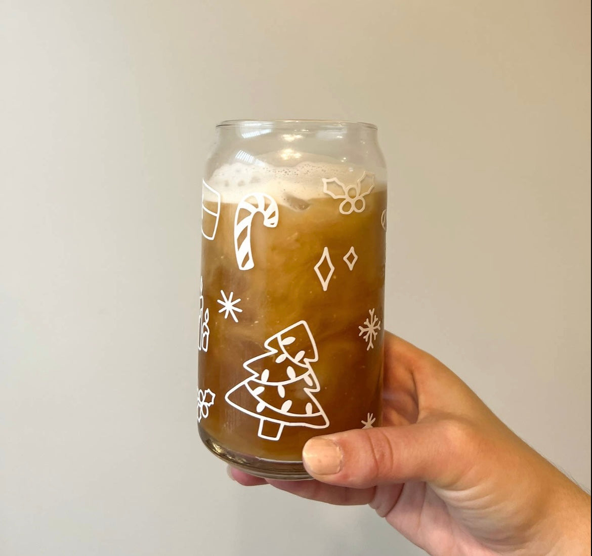 Christmas Doodle Glass Cup