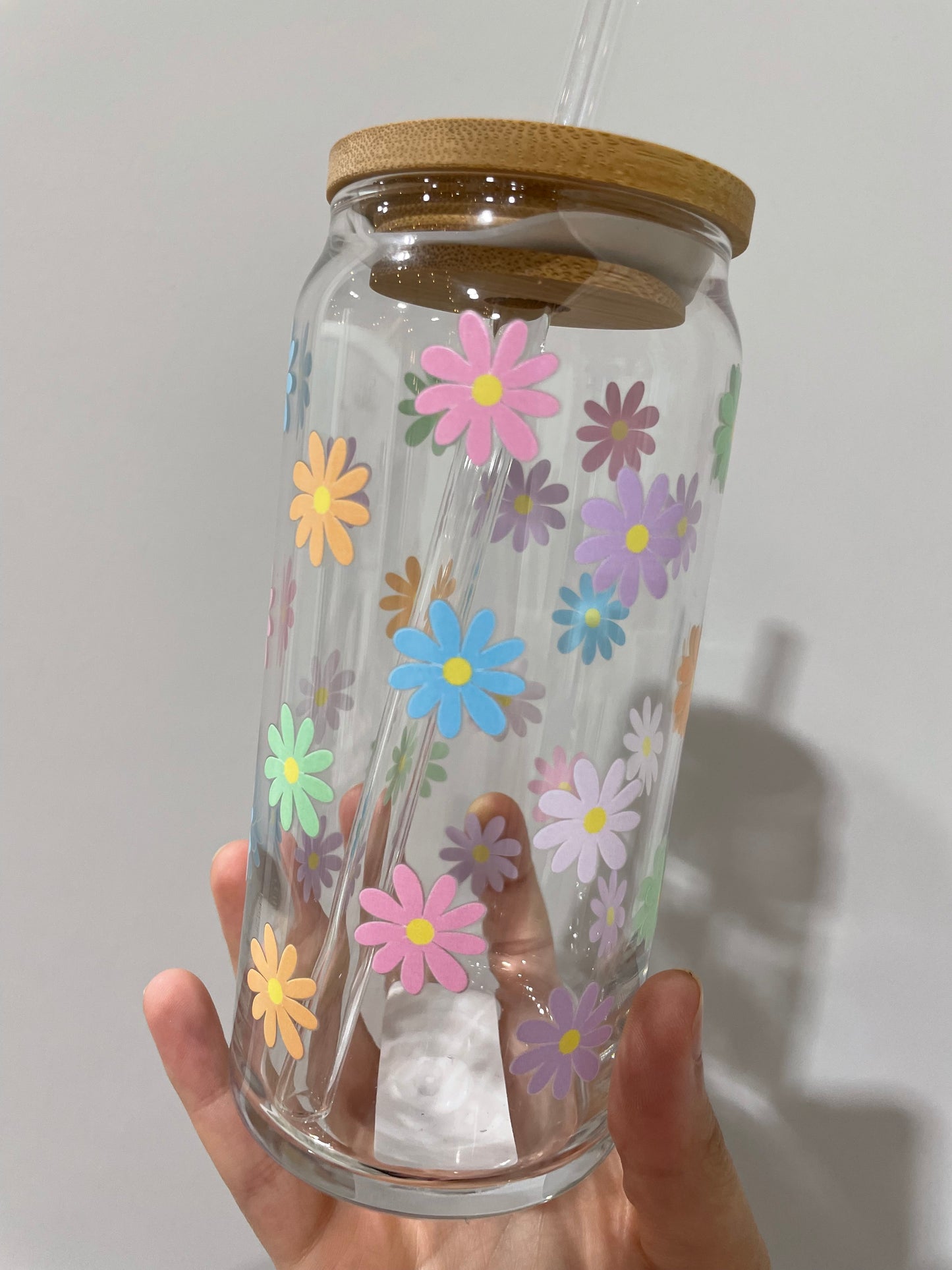 20 oz Daisy Glass Cups- DISHWASHER SAFE